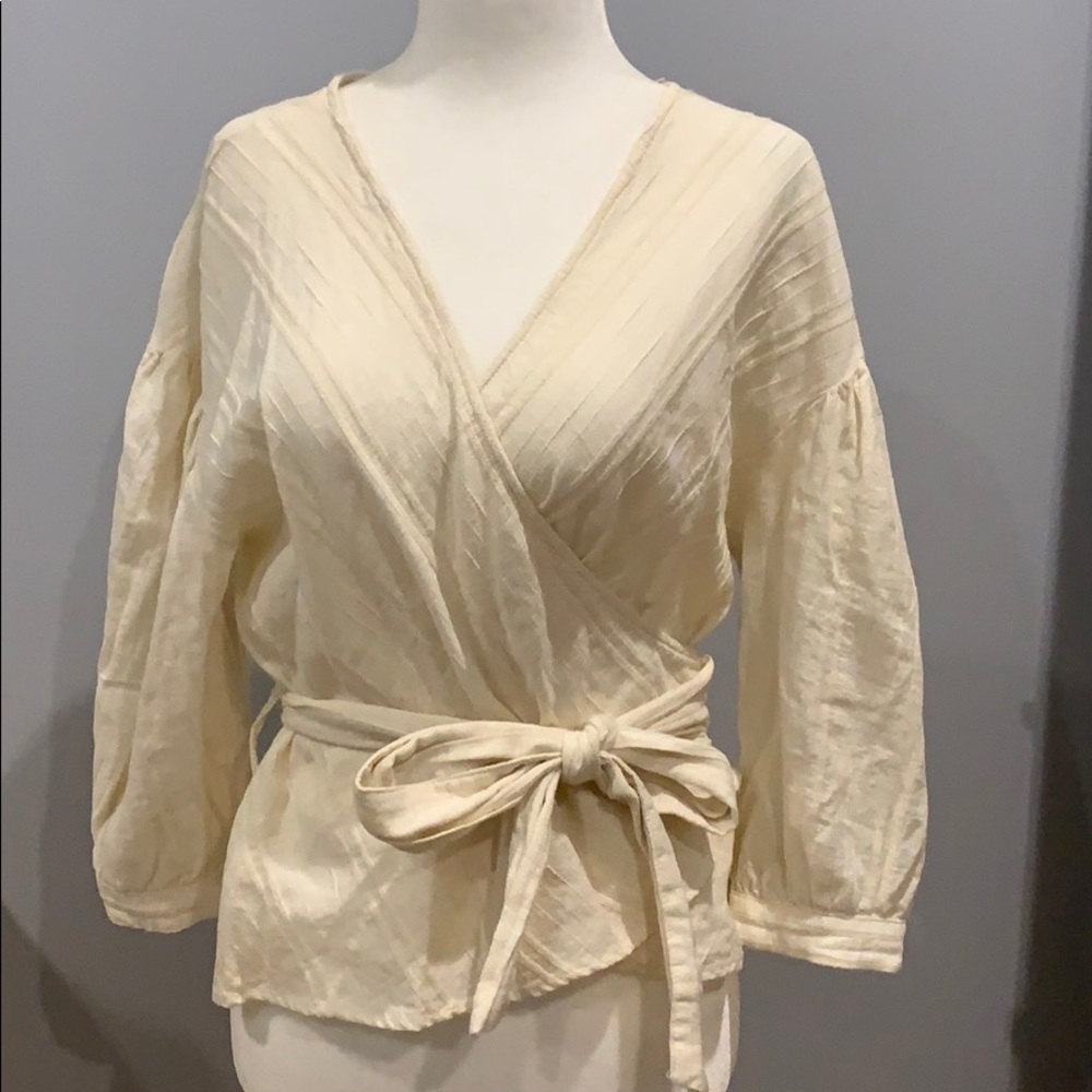 Ivory Cotton/Linen Peasant Blouse